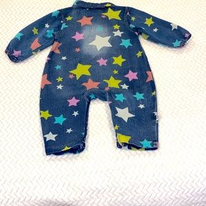 Toddler denim jumpsuit.